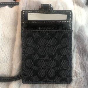 Classic Coach black lanyard/ID holder
